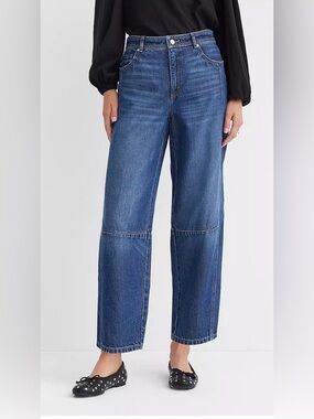 LOFT Barrel Jeans in Dark Wash Size 10